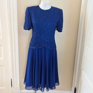 Vintage blue sequin top with flowy skirt size S
